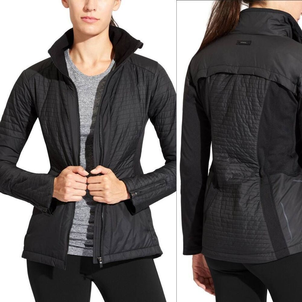 Athleta Sprinter Jacket Womens 2XS Black Collared Long Sleeve Quilted Winter XXS
